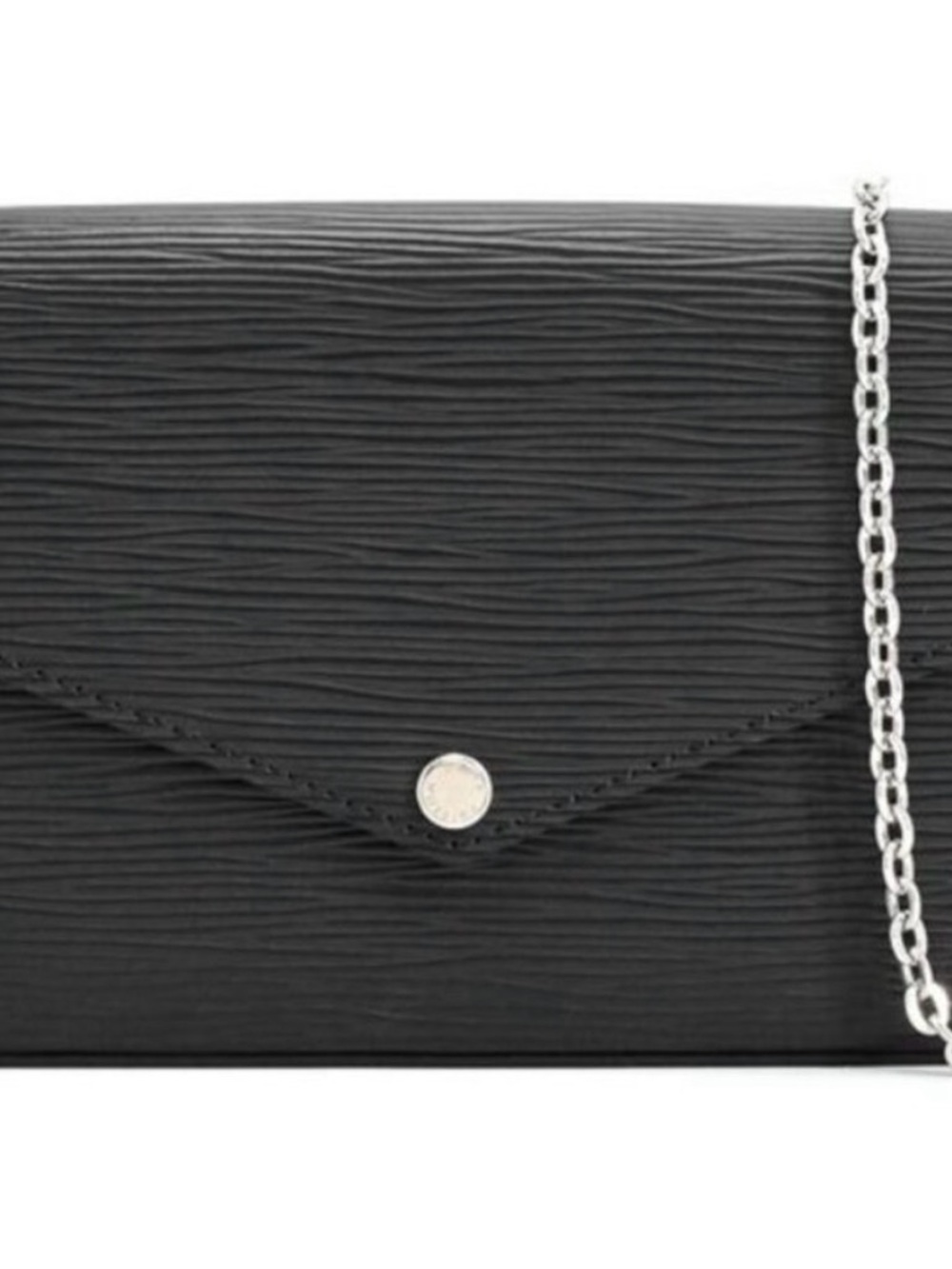 Louis Vuitton Black Epi Leather Envelope Clutch with Silver Chain